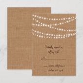 Twinkle Lights RSVP op Burlap Kaartje (Voorkant / Achterkant)