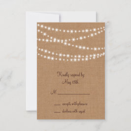Twinkle Lights RSVP op Burlap Kaartje