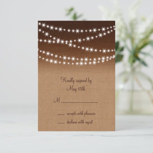 Twinkle Lights RSVP op Shaded Burlap (Staand voorkant)