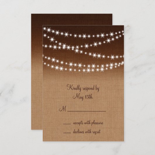 Twinkle Lights RSVP op Shaded Burlap (Voorkant / Achterkant)