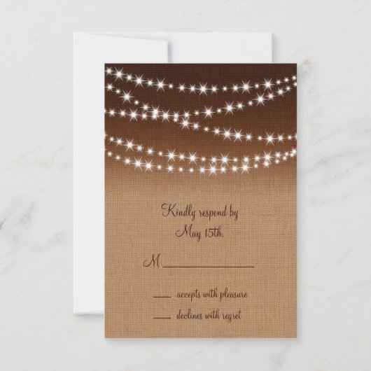 Twinkle Lights RSVP op Shaded Burlap (Achterkant)