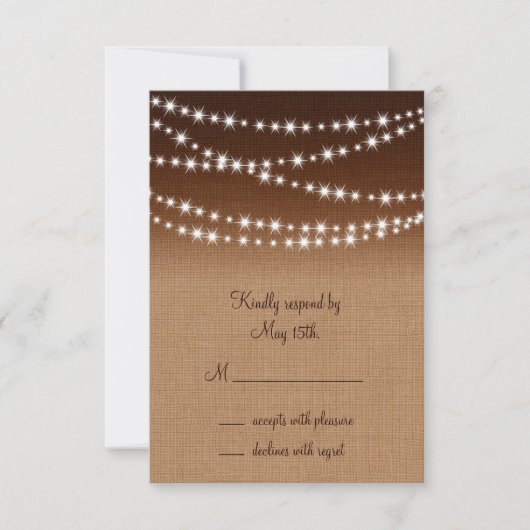 Twinkle Lights RSVP op Shaded Burlap Kaartje (Voorkant)