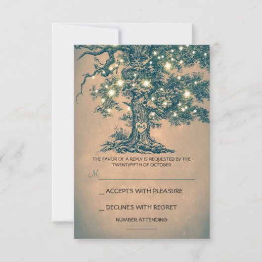 Twinkle Lights Rustic Wedding RSVP-kaart RSVP Kaartje (Voorkant)