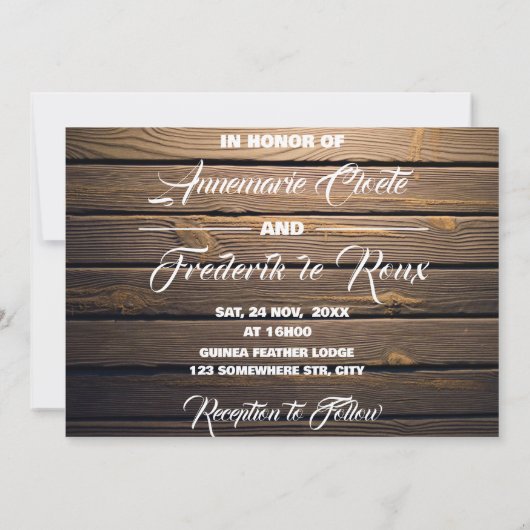 Twinkle Lights Rustic Wood Lace Save The Date (Achterkant)