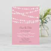 Twinkle Lights Save the Date (roze) (Staand voorkant)
