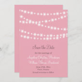 Twinkle Lights Save the Date (roze) (Voorkant / Achterkant)