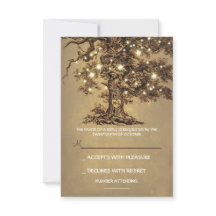 Twinkle Lights Tree Rustieke Bruiloft RSVP kaart