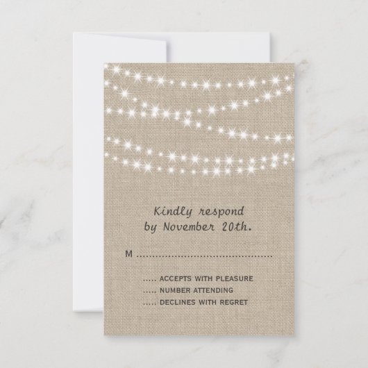 Twinkle Lights Typografie RSVP Kaartje (Achterkant)