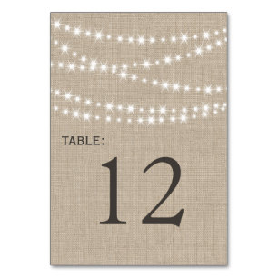 Twinkle Lights Typografie Table Number Kaart