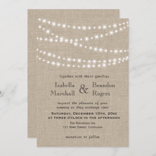 Twinkle Lights Typografie Weddenschap Kaart (Voorkant / Achterkant)