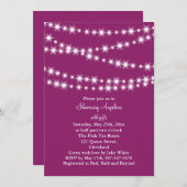 Twinkle Lights Vrijgezellenfeest Invite (magenta) Kaart (Voorkant / Achterkant)
