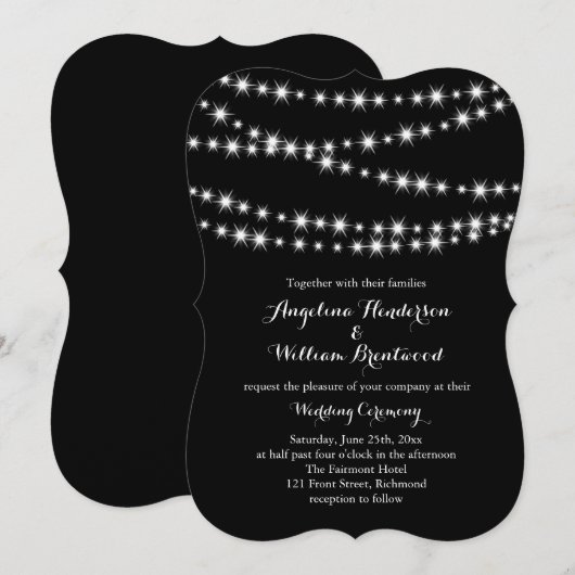 Twinkle Lights Wedding Invitation 2 Kaart (Voorkant / Achterkant)