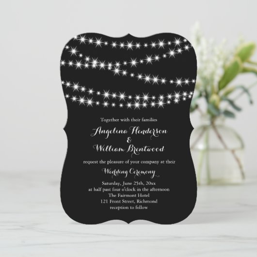 Twinkle Lights Wedding Invitation 2 Kaart (Staand voorkant)