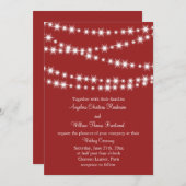 Twinkle Lights Wedding Invitation (rood) Kaart (Voorkant / Achterkant)
