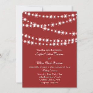 Twinkle Lights Wedding Invitation (rood) Kaart