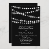 Twinkle Lights Wedding Invitation (zwart) Kaart (Voorkant / Achterkant)