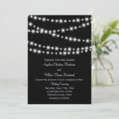 Twinkle Lights Wedding Invitation (zwart) Kaart (Staand voorkant)
