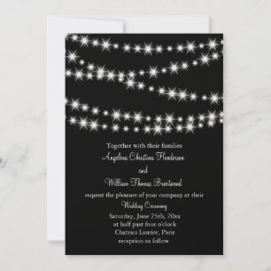 Twinkle Lights Wedding Invitation (zwart) Kaart