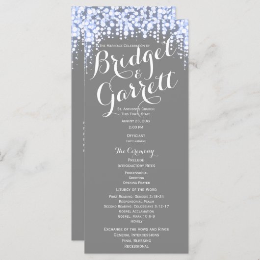 Twinkle Lights Wedding Program Programmakaart (Voorkant / Achterkant)