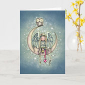 Twinkle Little Angel and Owl Holiday Card Kaart (Gele Bloem)