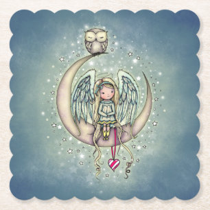 Twinkle Little Angel en Owl Illustrated Art Kartonnen Onderzetters