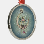 Twinkle Little Angel en Owl Illustrated Art Metalen Ornament (Rechts)