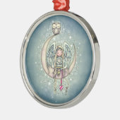 Twinkle Little Angel en Owl Illustrated Art Metalen Ornament (Links)