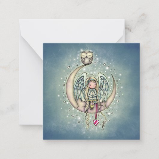 Twinkle Little Angel en Owl Illustrated Art Notitiekaartje (Voorkant)