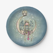 Twinkle Little Angel en Owl Illustrated Art Papieren Bordje (Voorkant)