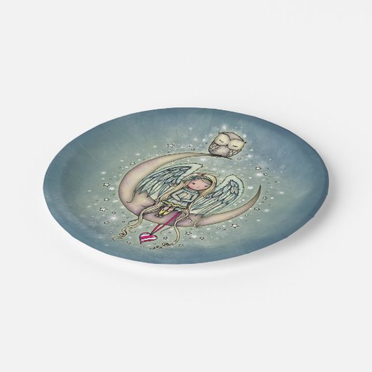 Twinkle Little Angel en Owl Illustrated Art Papieren Bordje (Gekanteld)