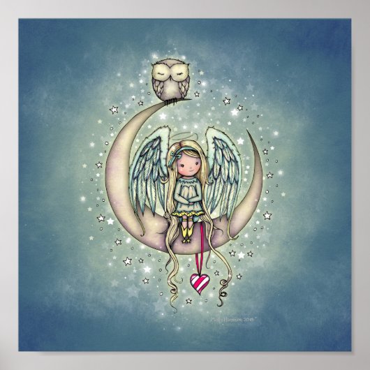 Twinkle Little Angel en Owl Illustrated Art Poster (Voorkant)