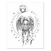 Twinkle Little Angel en Owl Illustrated Art Rubberstempel (Afrduk)