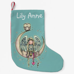 Twinkle Little Angel en Uil Geïllustreerde Kunst Kleine Kerstsok