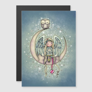 Twinkle Little Angel en Uil Geïllustreerde Kunst Magnetische Uitnodiging