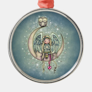 Twinkle Little Angel en Uil Geïllustreerde Kunst Metalen Ornament