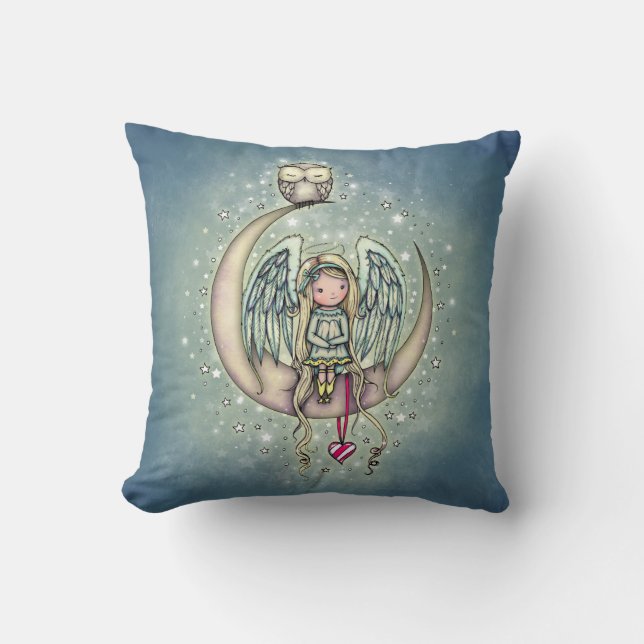 Twinkle Little Angel en Uil Illustratie Kussen (Voorkant)