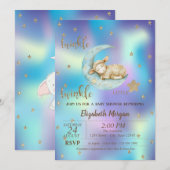 Twinkle Little Sheep Star Holografisch Baby shower Kaart (Voorkant / Achterkant)