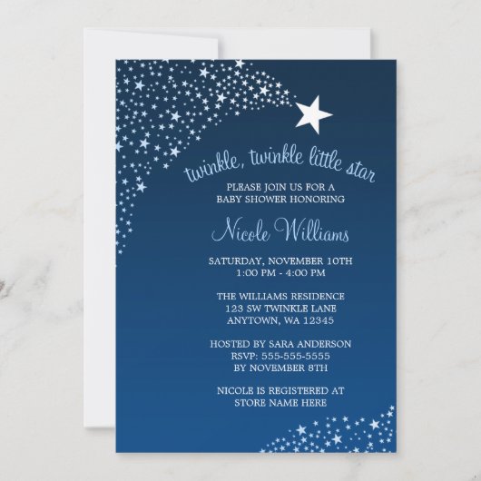 Twinkle Little Shooting Star-Baby shower Kaart (Voorkant)