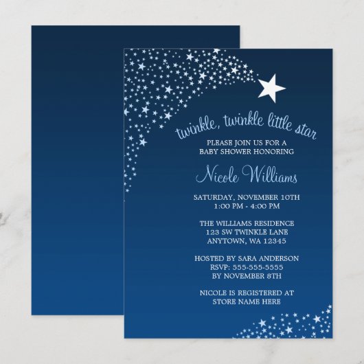 Twinkle Little Shooting Star-Baby shower Kaart (Voorkant / Achterkant)