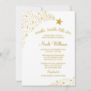 Twinkle Little Shooting Star Faux Gold Baby shower Kaart