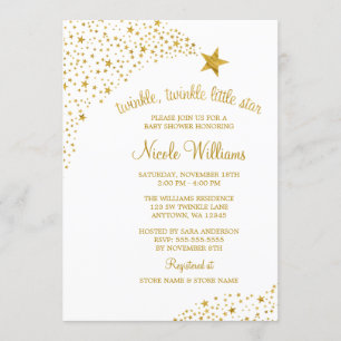 Twinkle Little Shooting Star Faux Gold Baby shower Kaart