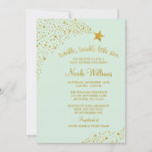 Twinkle Little Shooting Star Gold Mint Baby shower Kaart (Voorkant)