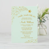 Twinkle Little Shooting Star Gold Mint Baby shower Kaart (Staand voorkant)