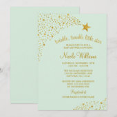 Twinkle Little Shooting Star Gold Mint Baby shower Kaart (Voorkant / Achterkant)