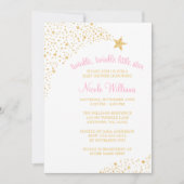 Twinkle Little Shooting Star Gold Pink Baby shower Kaart (Voorkant)