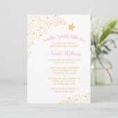 Twinkle Little Shooting Star Gold Pink Baby shower Kaart (Staand voorkant)
