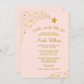 Twinkle Little Shooting Star Pink Gold Baby shower Kaart (Voorkant / Achterkant)