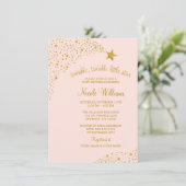 Twinkle Little Shooting Star Pink Gold Baby shower Kaart (Staand voorkant)
