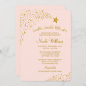 Twinkle Little Shooting Star Pink Gold Baby shower Kaart (Voorkant / Achterkant)