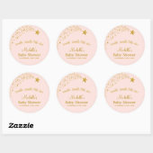 Twinkle Little Shooting Star Pink Gold Baby shower Ronde Sticker (Vel)
